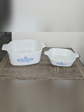 Vintage Corning Ware A-1 1/2-B & Petite Pan P-41-B. Blue Cornflower Corn NO LIDS